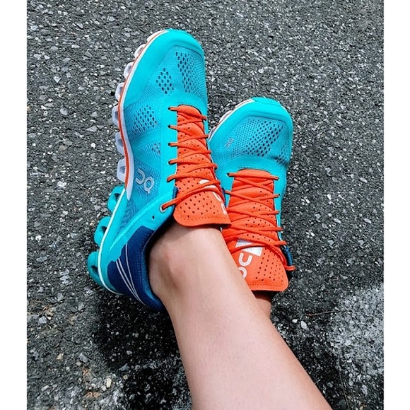 On Running Shoes - On Running Cloudflow Sneaker Size 9 Atlantis/Flame Women's